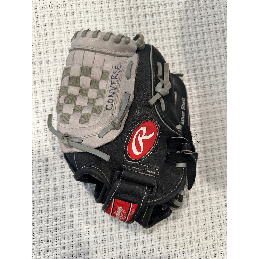 Rawlings Baseball Glove Kids 10.5" Black Grey Leather SC105BGB Sure Catch Sport